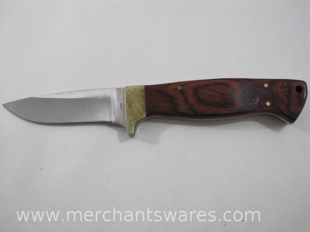 Two North American Hunting Club (NAHC)Knives with Wood Handles and Leather Sheaths, Limited Edition