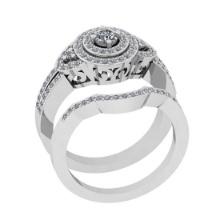 0.70 Ctw SI2/I1 Diamond Style 14K White Gold Engagement set Ring