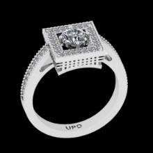 0.83 Ctw VS/SI1 Diamond 14K White Gold Vintage Style Ring