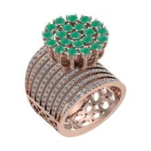 15.40 CtwSI2/I1 Emerald and Diamond 14K Rose Gold Engagement Ring