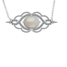 10.43 Ctw SI2/I1 Opal And Diamond 14K White Gold Pendant Necklace