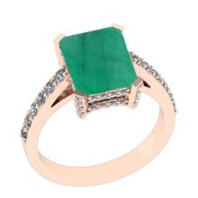 3.27 Ctw SI2/I1 Emerald and Diamond 14K Rose Gold Engagement Ring