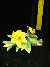 Seymour Ceramic Flower and Butterfly Decor