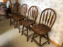 4 oak finish bar stools