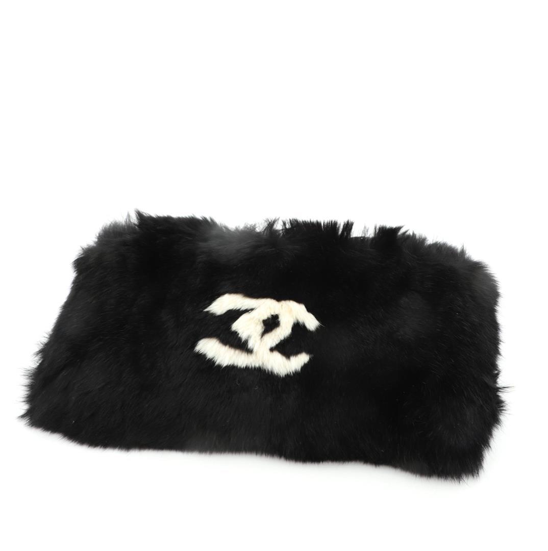 Chanel CC Wristband Lapin Fur Black
