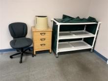 ROLLING CART, NIGHT STAND, OFFICE CHAIR, STEP STOOL