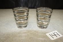 vtg Mid Centry Modern Banded Shotglasses