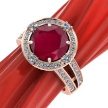 2.35 CtwVS/SI1 Ruby and Diamond14K Rose Gold Engagement Halo Ring (ALL DIAMOND ARE LAB GROWN)