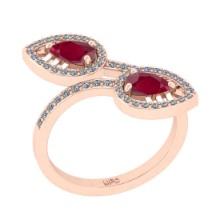 1.35 Ctw VS/SI1 Ruby and Diamond 14K Rose Gold Engagement Ring(ALL DIAMOND ARE LAB GROWN)
