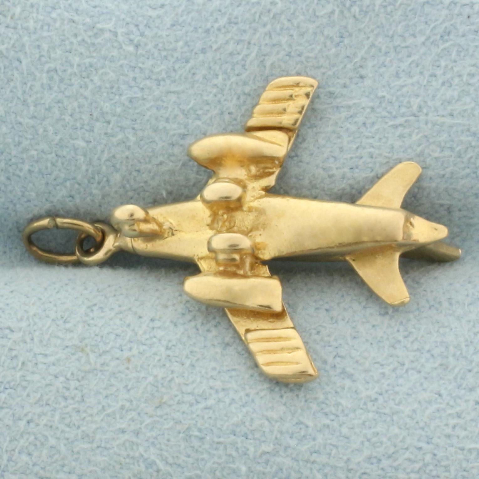3d Usaf Air Force Plane Jet Charm In 14k Yellow Gold