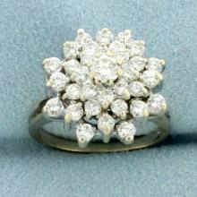 Diamond Cluster Snowflake Ring In 14k White Gold