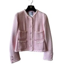 Chanel Barbie Pink 07p Braided Cc Logo Button Tweed Short Jacket 38