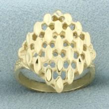 Diamond Cut Diamond Design Ring In 14k Yellow Gold