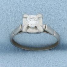 Vintage Diamond Solitaire Engagement Ring In Platinum