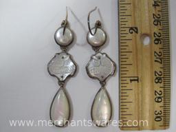 Two Pairs of Silver Earrings with Mother of Pearl Accents