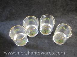 Spode Christmas Tree Set of Four Double Old Fashioneds/Glasses in Original Box, 3 lbs 1 oz