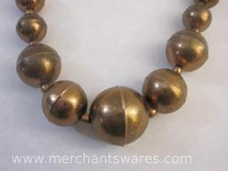 Chunky Brass Globe Necklace with Lia Sophia Gold Tone Necklace