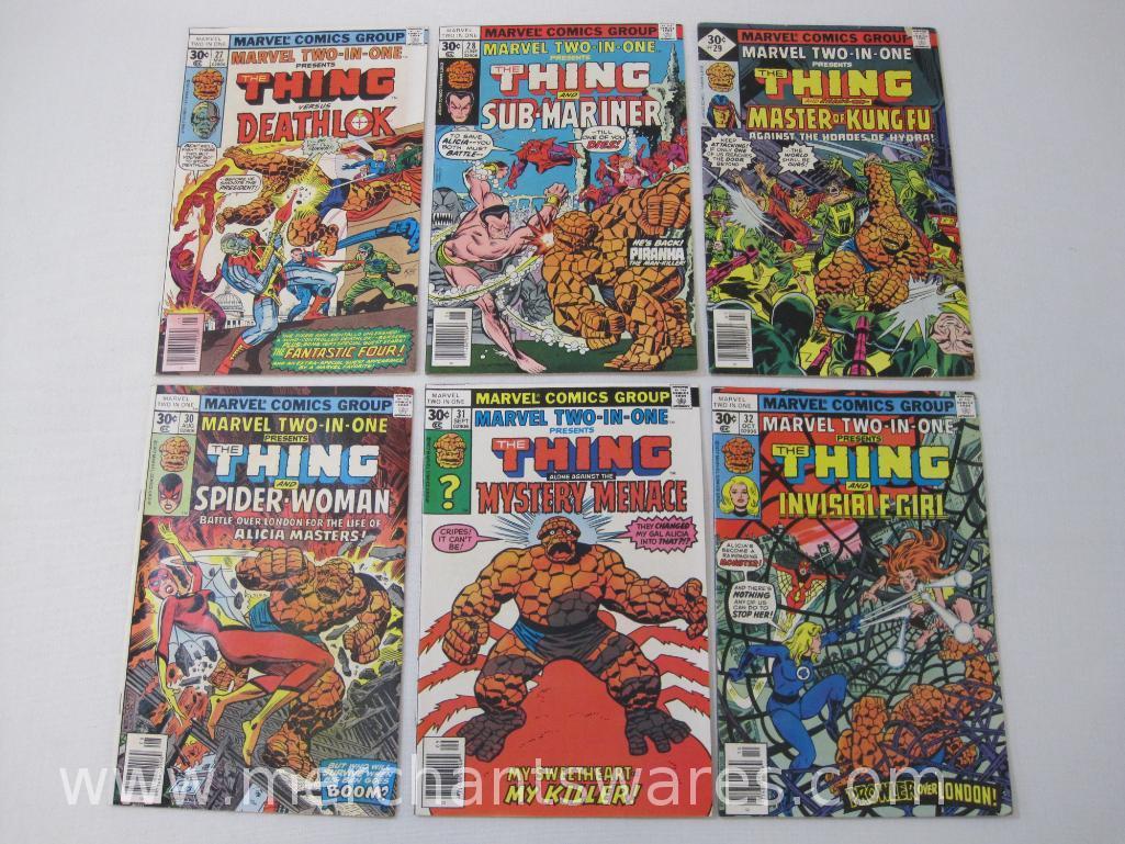 Six Marvel Two-In-One Presents The Thing Comics, No. 27-32, May-Oct 1977, Marvel Comics Group, 10 oz