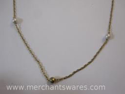 Three Gold Tone Necklaces with Faux Pearls