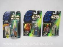 Three Kenner/Hasbro 1990s Star Wars Action Figures Sealed in Box, Including Han Solo in Endor Gear,