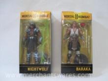 Two 2022 Mortal Kombat 11 7" Figures in Box Including Baraka and Nightwolf, 1 lb 4oz