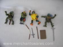 TMNT Michaelangelo and Leonardo Figures, with extra weapons and accessories as shown in pictures,