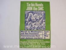 Tie His Hands Join the SMC Student Mobilization Committee 1971 Poster, 17" x 11", 1 oz