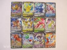 Twelve Foil "V" Pokemon Cards including Galarian Zapdos V, Shaymin V, Indeedee V, Cinderace V,