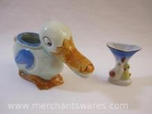 Two Ceramic Made in Occupied Japan Duck Figures including Planter and Bud Vase, 7 oz