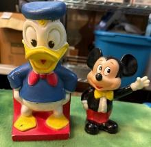 1960's Mickey Mouse and Donald Duck Coin Banks