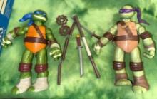 2 Teenage Mutant Ninja Turtles Action Figures- Donatello and Leonardo from 2012 - 11" tall