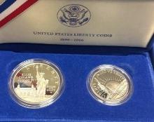US Mint Proof 1986 Liberty Coins- Dollar and Half Dollar