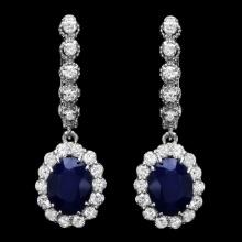 14k Gold 5.00ct Sapphire 1.35ct Diamond Earrings