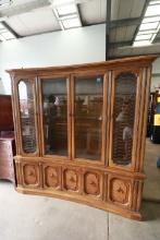 2 Piece Curved Pecan China Cabinet