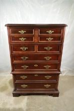 Bassett Dark Cherry Chest of Drawers with Brass Pulls