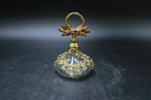 Perfume Bottle with Brass Overlay