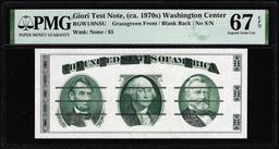 Circa 1970's Washington Center Giori Test Note PMG Superb Gem Uncirculated 67EPQ