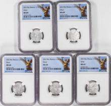 Lot of (5) 2021-Mo Mexico 1/10 oz Silver Libertad Coins NGC MS69