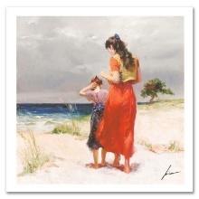 Pino (1939-2010) "Beach Walk" Limited Edition Giclee On Canvas