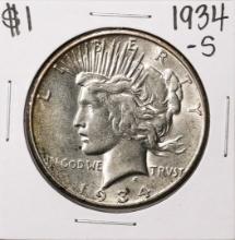 1934-S $1 Peace Silver Dollar Coin