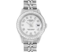 Rolex Ladies Stainless Steel White Arabic Diamond Datejust Wristwatch