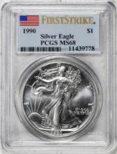 1990 $1 American Silver Eagle Coin PCGS MS68 First Strike