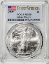 2000 $1 American Silver Eagle Coin PCGS MS69 First Strike