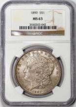 1890 $1 Morgan Silver Dollar Coin NGC MS63