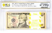 Pack of 2017A $10 Federal Reserve STAR Notes ATL Fr.2045-F* PCGS Superb Gem UNC 67PPQ