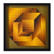 Victor Vasarely (1908-1997) "Axo-44" Limited Edition Mixed Media On Paper