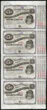 Uncut Sheet of (4) State of Louisiana Baby Bond Obsolete Notes