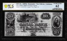 1850's $10 Canal Bank of New Orleans, LA Remainder Obsolete Note PCGS Uncirculated 62
