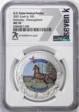 2021 Cook Islands $5 Kentucky Thoroughbred Silver Coin NGC MS70