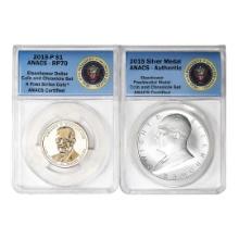 2015 Dwight Eisenhower Coin & Chronicle Coin Set ANACS Authenticated